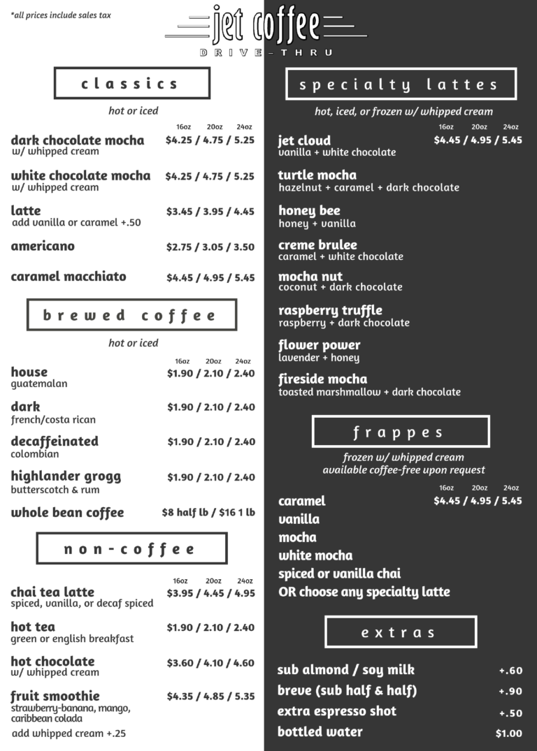 Menu Jet Coffee